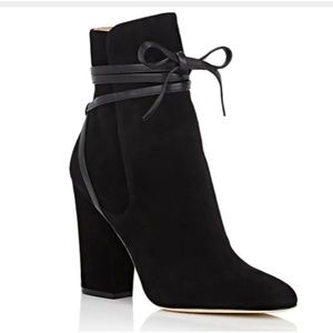 SERGIO ROSSI Suede Ankle-Tie Booties